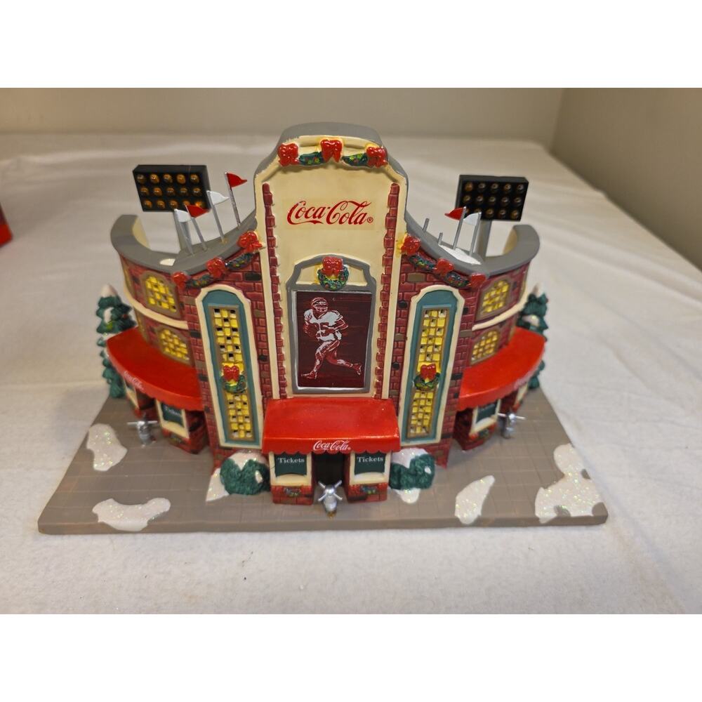 Coca Cola Main Street Collection 2007 Lighted Baseball Football Stadium W/ BOX
